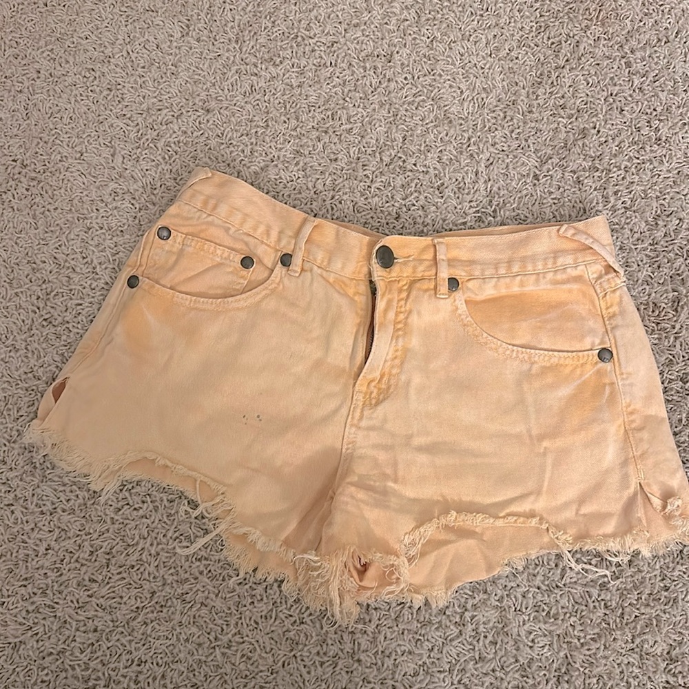 Free People Denim Orange Cutoffs